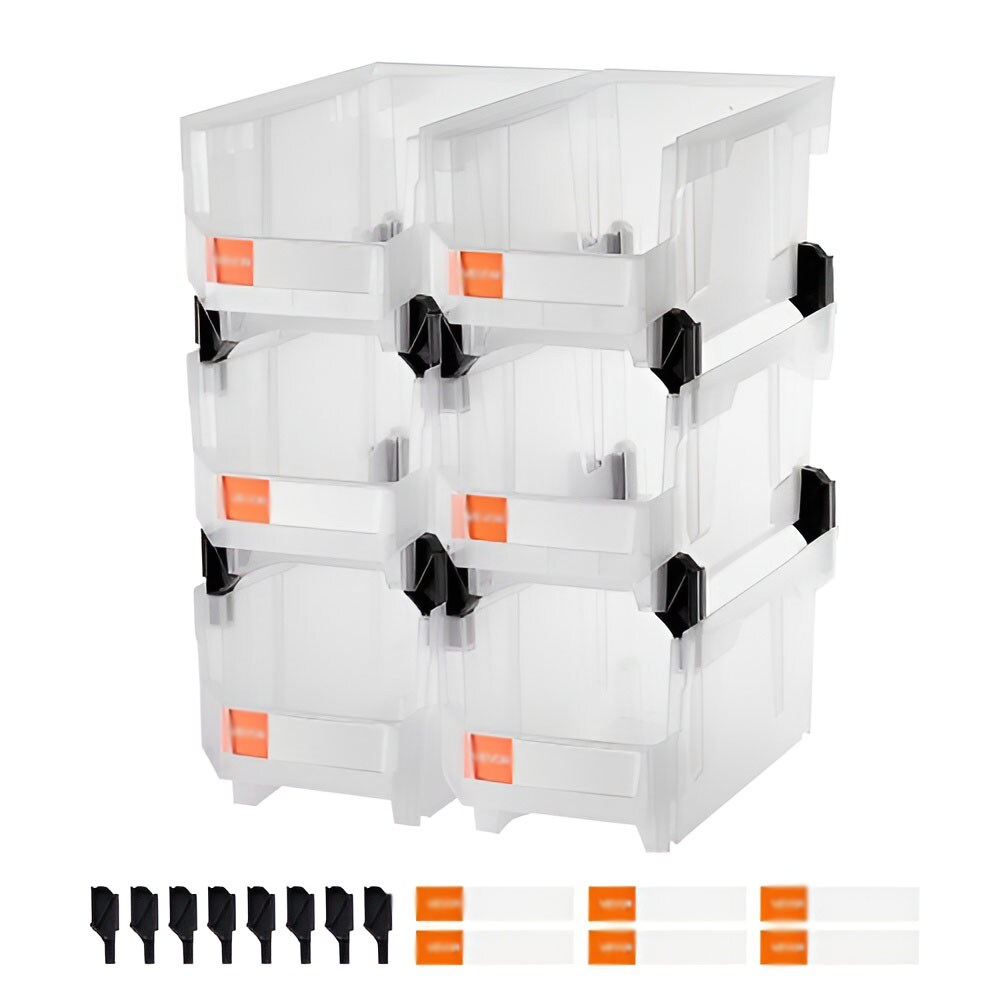 Stackable Plastic Storage Bins 14 Liter Durable Organizer with Front-Open Design for Garage Kitchen Office