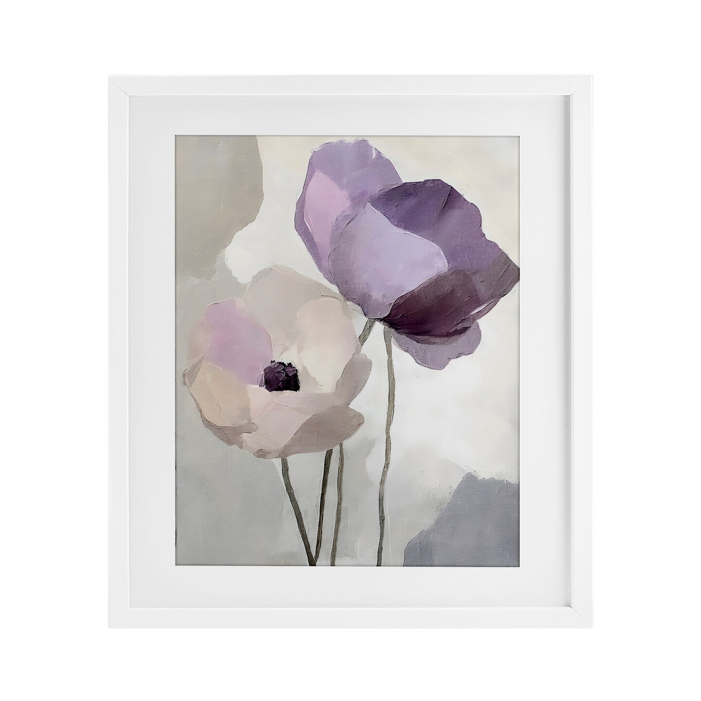 Stupell Industries Lavender Haze Floral Pair Framed Print Under Glass, design by Riley B