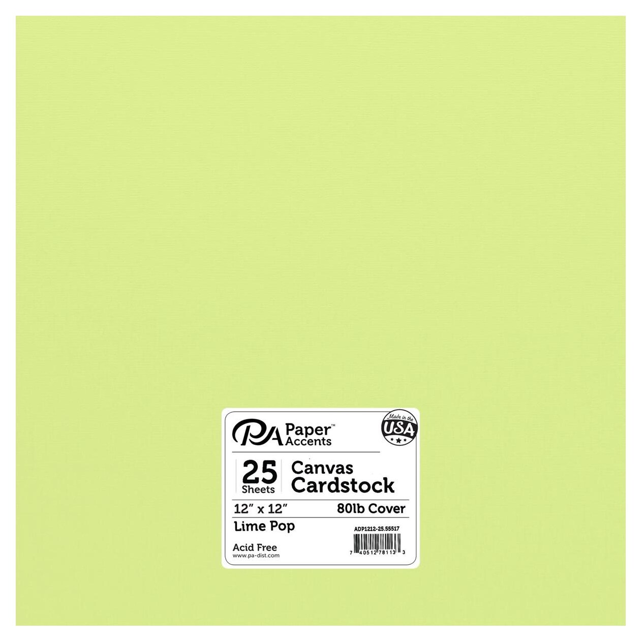 Accent Design Paper Accents Lime Pop Canvas Textured Cardstock – 12x12 ...