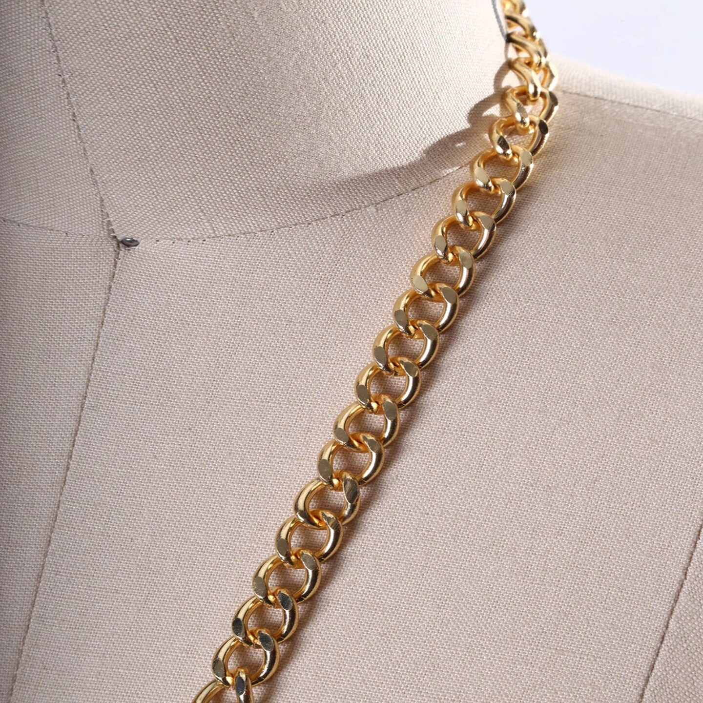 1 Yard 12mm Gold Shiny Metal Fashion Chain Trim for Jewelry and Bag Straps