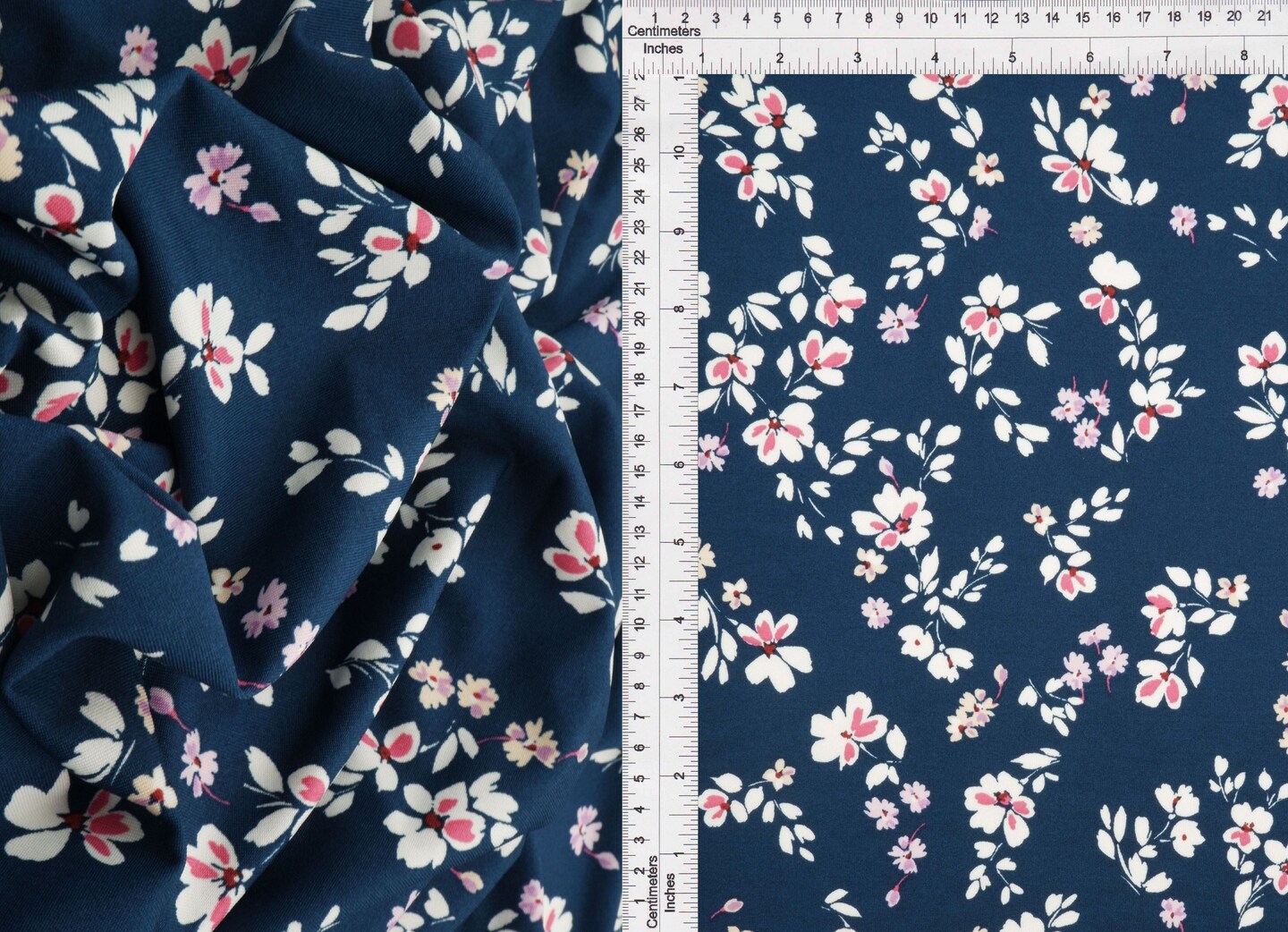 1 Yard DTY Floral Print Fabric Polyester Spandex Blend 58/60" Width