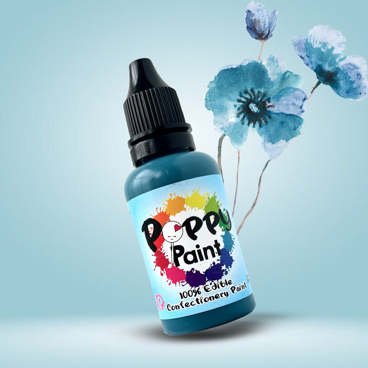 Poppy Paint Teal Edible Food Paint for Cake Cookie and Chocolate Decorating