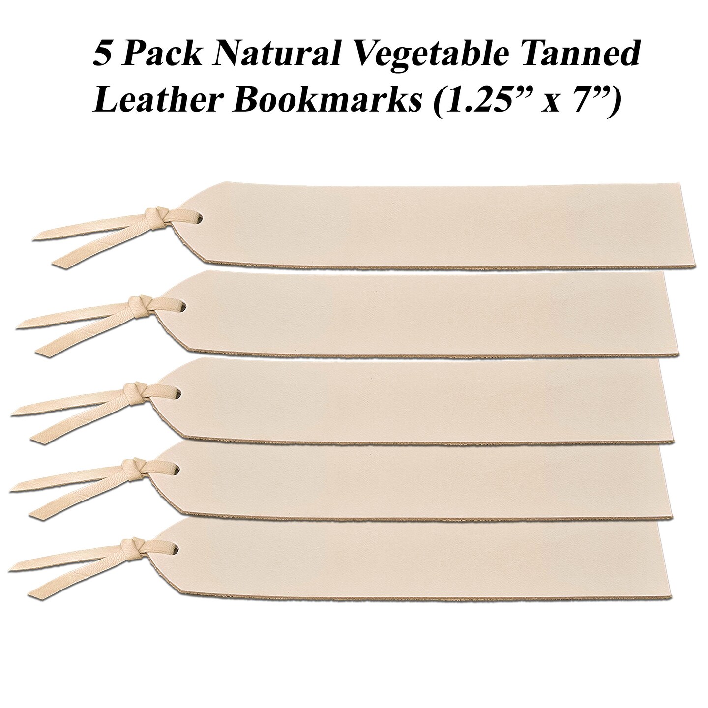 Leather Bookmarks – Natural Vegetable Tanned | Blank DIY Bookmark for Stamping, Tooling, Painting & Engraving-5 Pack