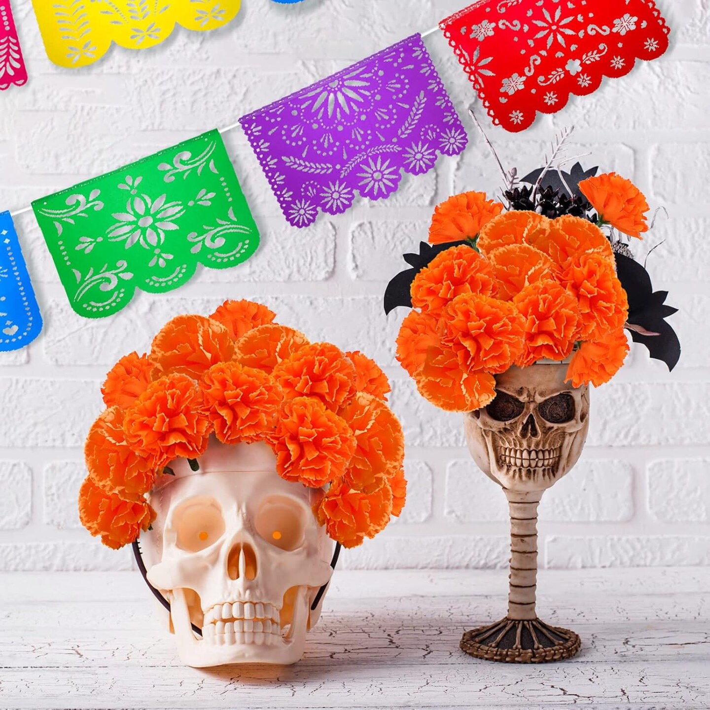 132 Pcs Mexican Dia De Los Muertos Decor (Orange)