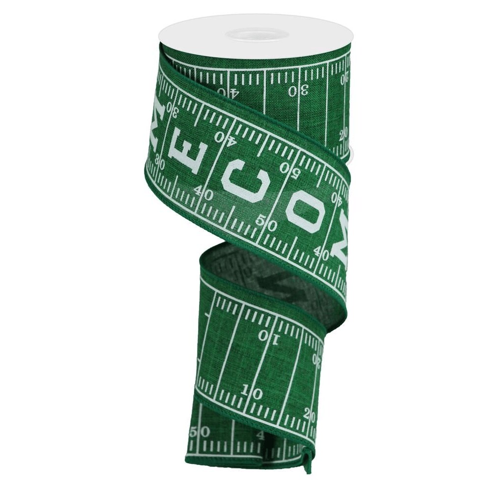 2.5&#x22; Football Field Homecoming Ribbon: Green (10 Yards)