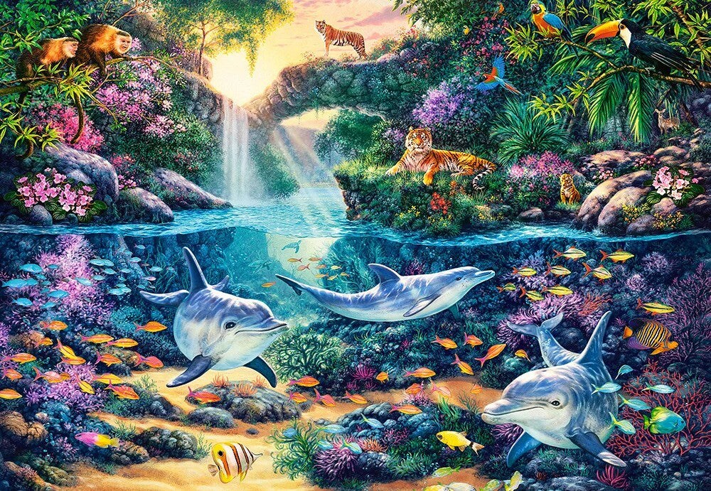 1500 Piece Jigsaw Puzzle, Jungle Paradise, Secret oasis, Underwater world, Exotic birds, Adult Puzzle, Castorland C-151875-2