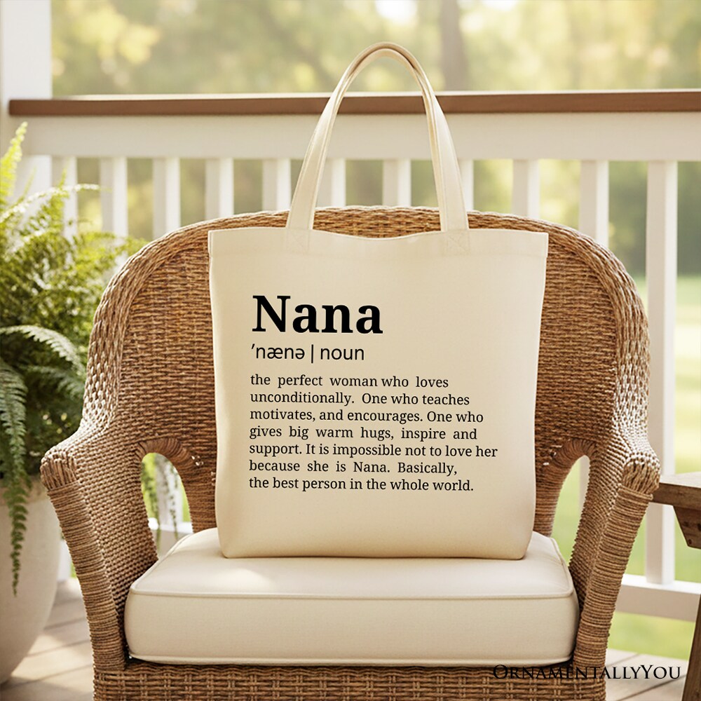 Nana Definition Canvas Tote Bag, Funny Grandmother Gift Shopper