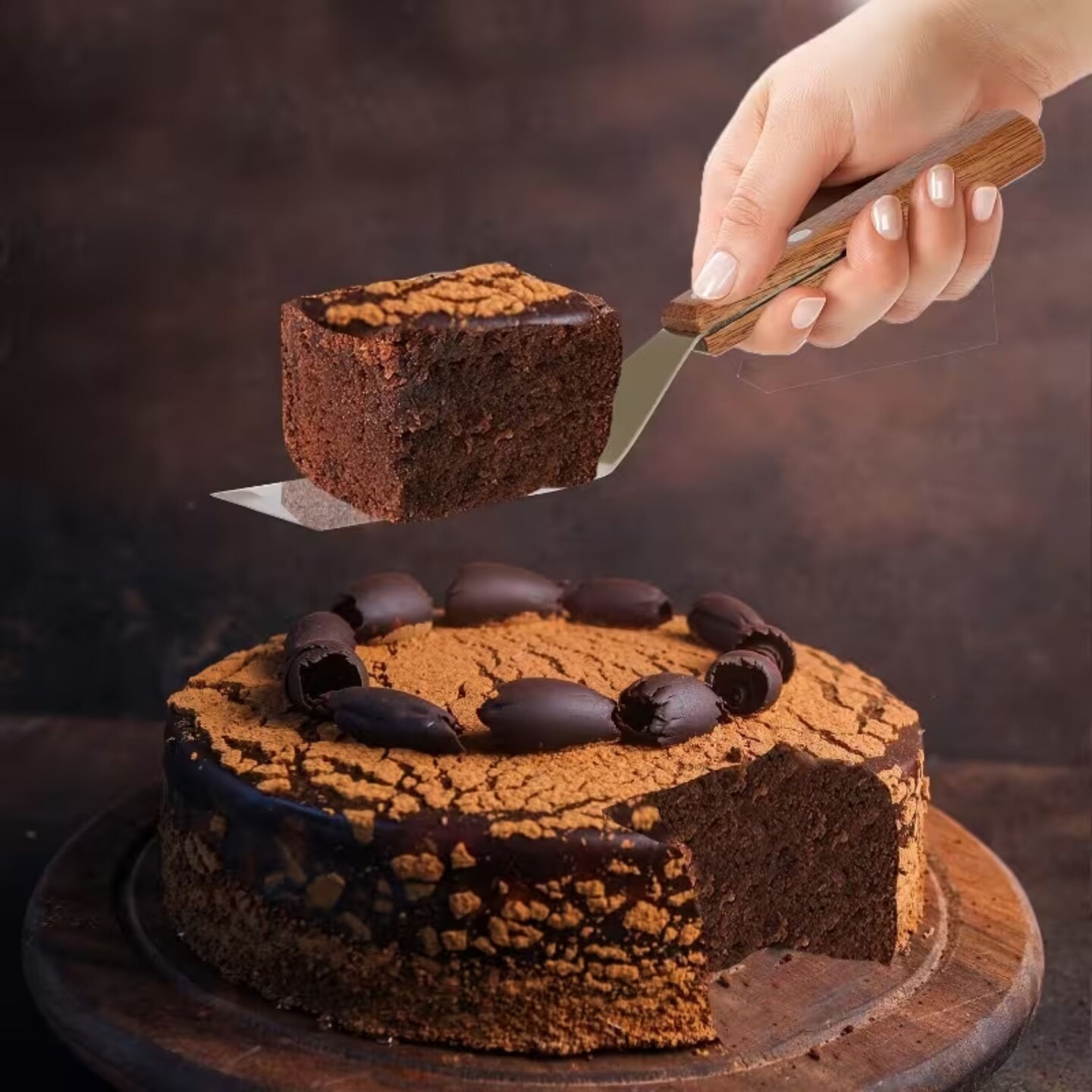 Kitcheniva Stainless Steel Spatula with Wooden Handle - Perfect for Cakes, Steak, Eggs, & Grilling