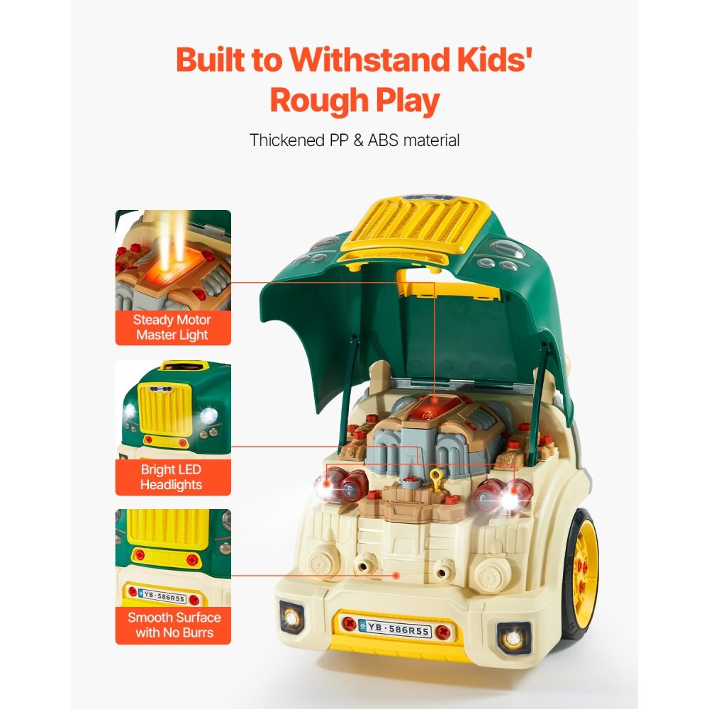 Mechanic Car Engine Toy for Kids 60 PCS, Repair Workshop Play Set