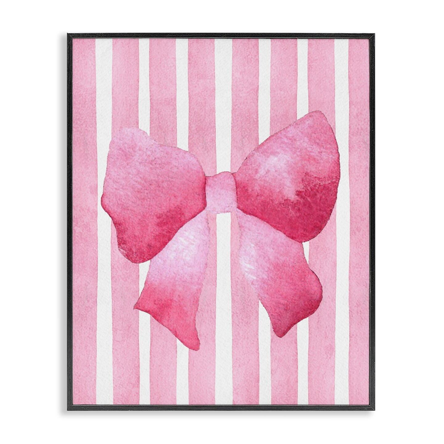 Stupell Industries Chic Bow on Pink Stripes Framed Giclee, design by Camila Juncos