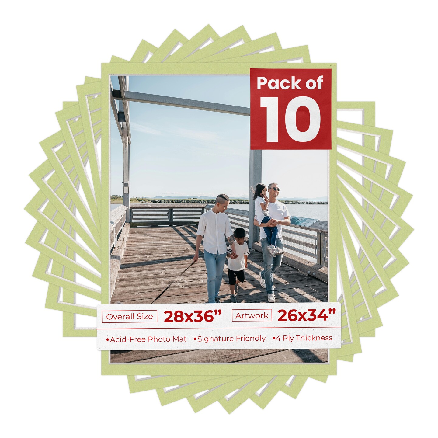 Pistachio Green Mat Board for 28x36 Frames - Fits 26x34 Photos, Color ...