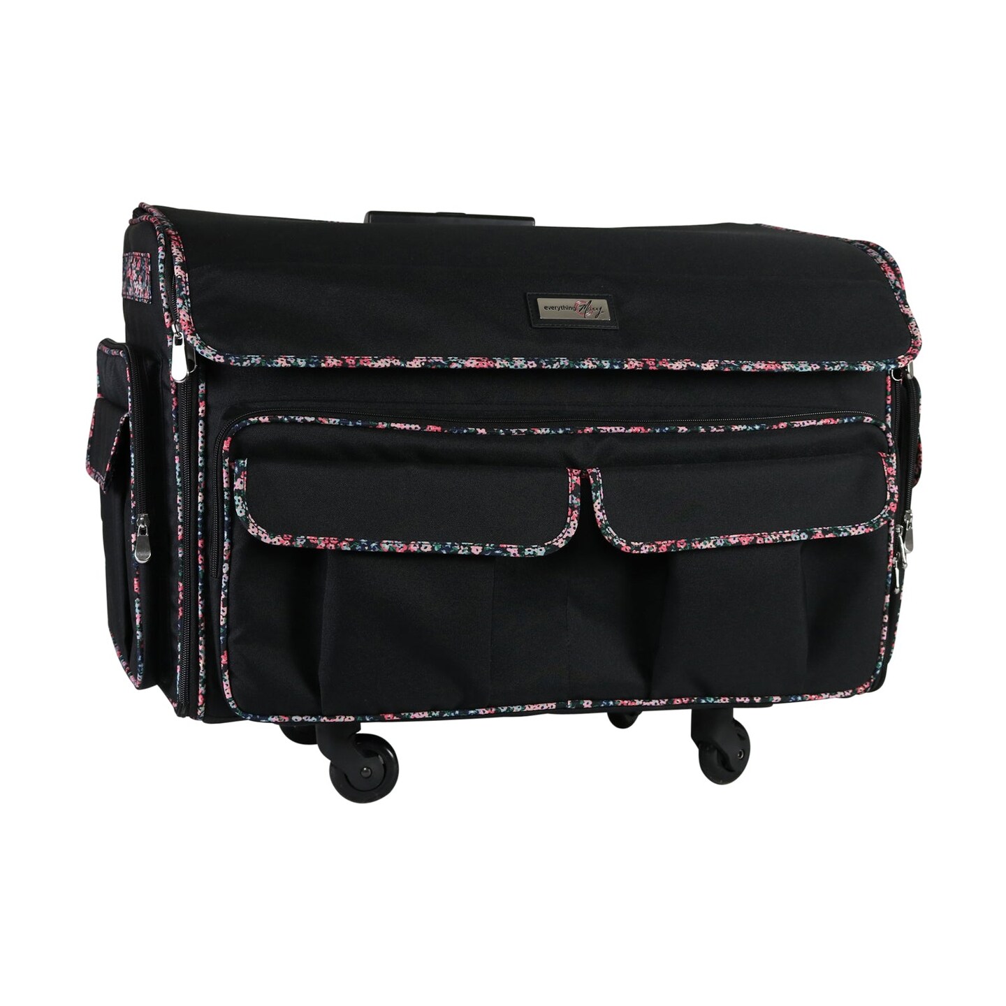 Everything Mary XXL Rolling Sewing Tote Sewing Machine Case | Black Floral