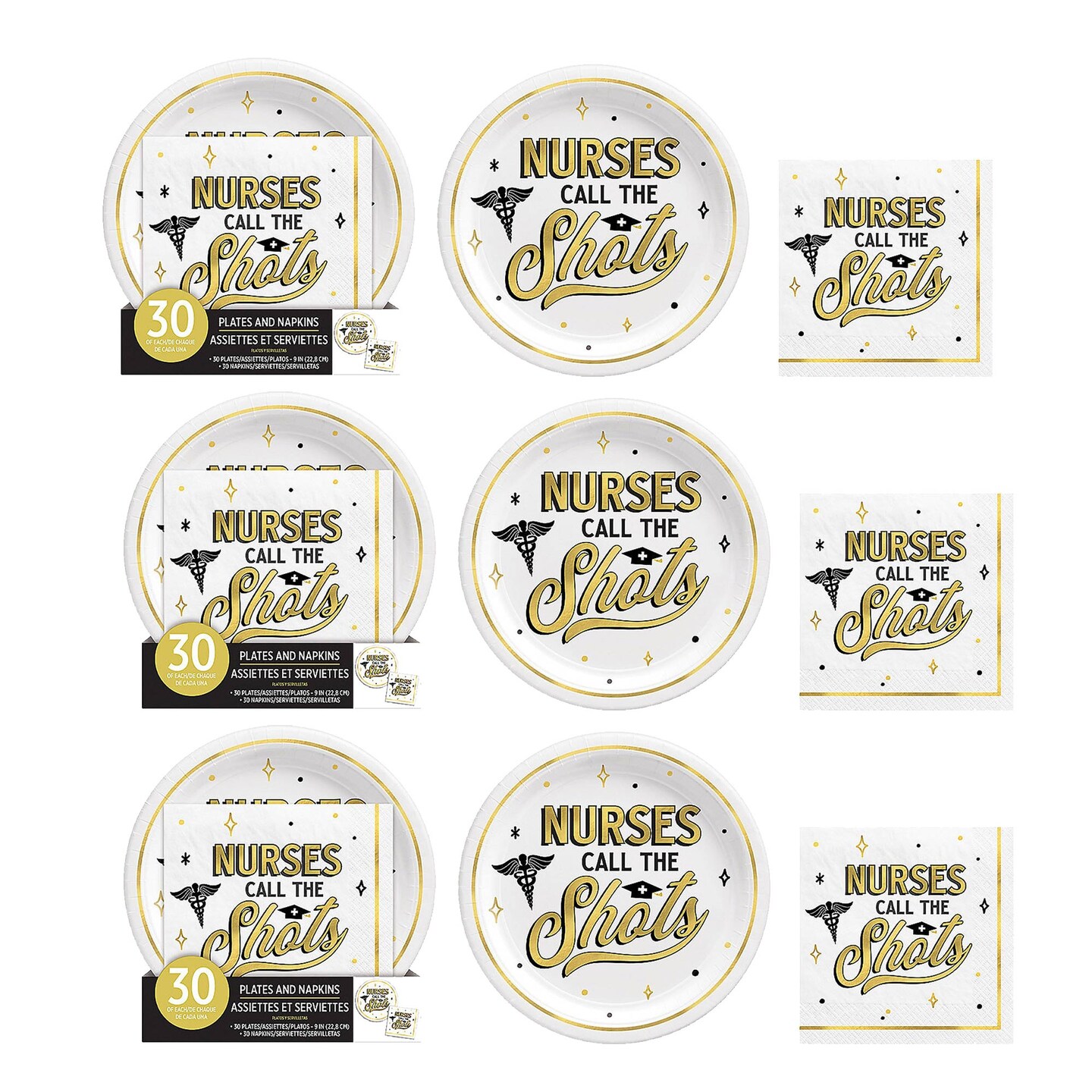 Graduation Party Nurses Call the Shots Plates & Napkins Set 60 Pieces