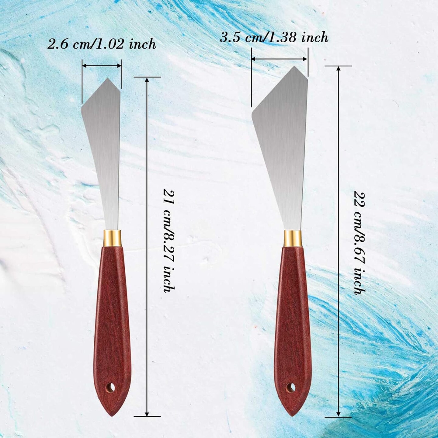 Painting Knife Set Painting Mixing Scraper Stainless Steel Palette Knife Painting Art Spatula with Wood Handle Art Painting Knife Tools for Oil Canvas Acrylic Painting (4 Pieces)