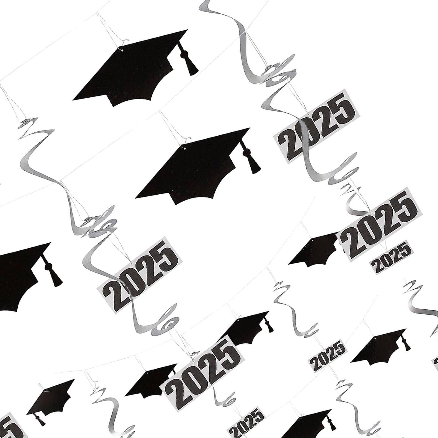 7 Ft 2025 Graduation Cap &#x26; Hanging Swirls Garland Ready to Hang Celebration Decor