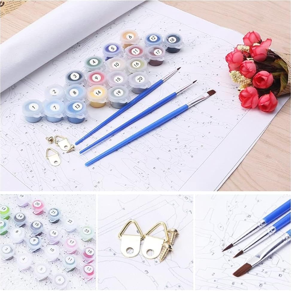 Landscape Paint by Numbers Kit for Adults Beginner Moon Forest Adult Paint by Number Kits On Canvas Adults' Paint-by-Number Kits DIY Oil Painting Kits for Gift Wall Decor 16x20 Inch