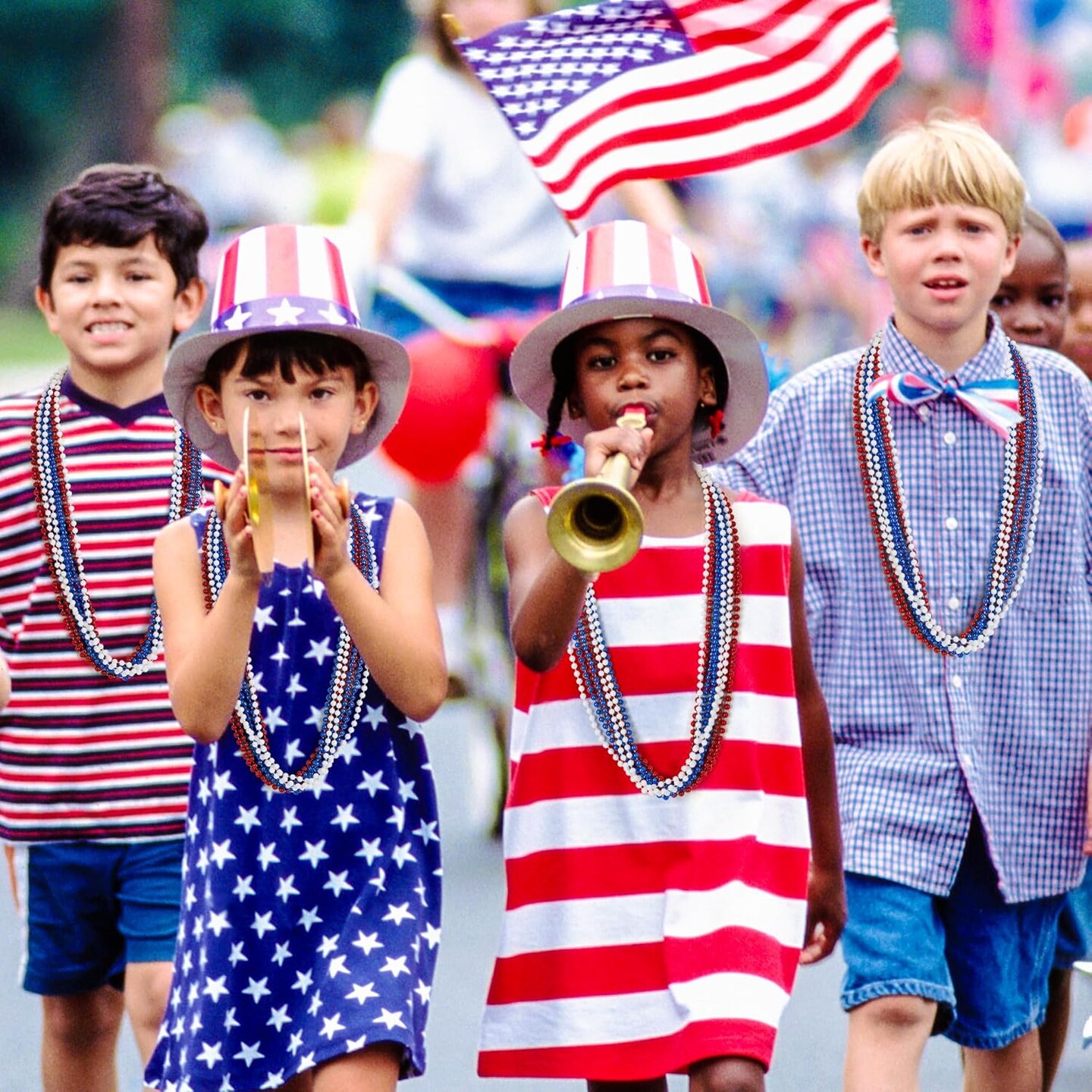 4th of July Necklace Decorations, 30PCS 4th of July Beads Necklaces Accessories