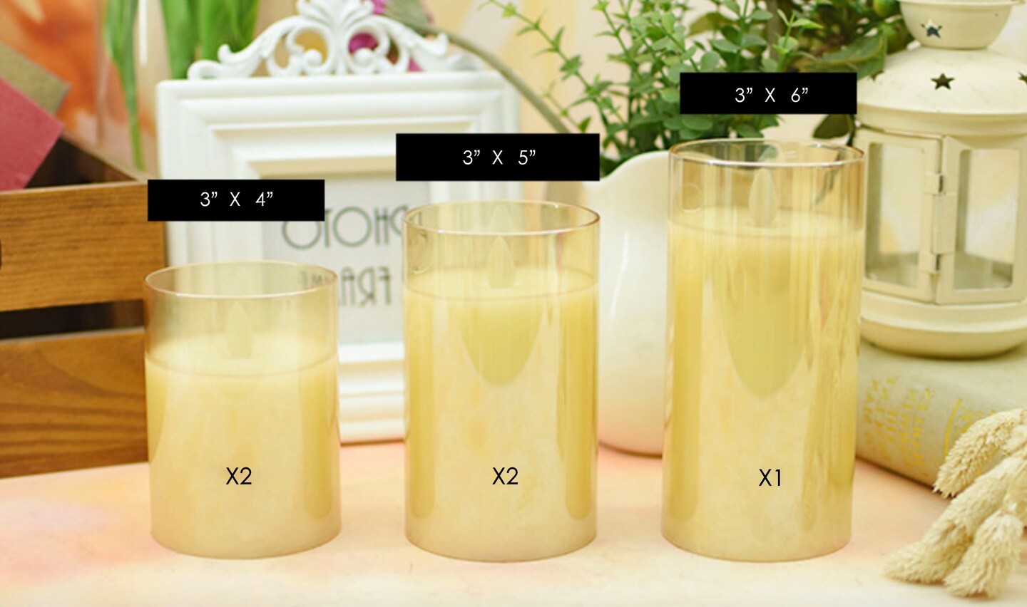 Designer&#x2019;s Shop CS-7202 Flameless LED candle Acrylic shell with Remote Control Timer. 5 pc packed, color : Clear