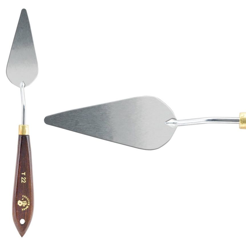 Creative Mark Stainless Steel Palette Knife Painting Tools - Paint Palette with Wooden Handle - Variety of Shapes and Sizes - 22T, 3-1/4 in