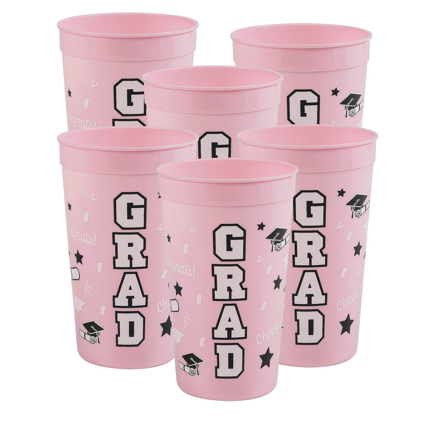 6 3/4" 32 oz. Bright Pink Grad Reusable Plastic Tumblers 12 Ct