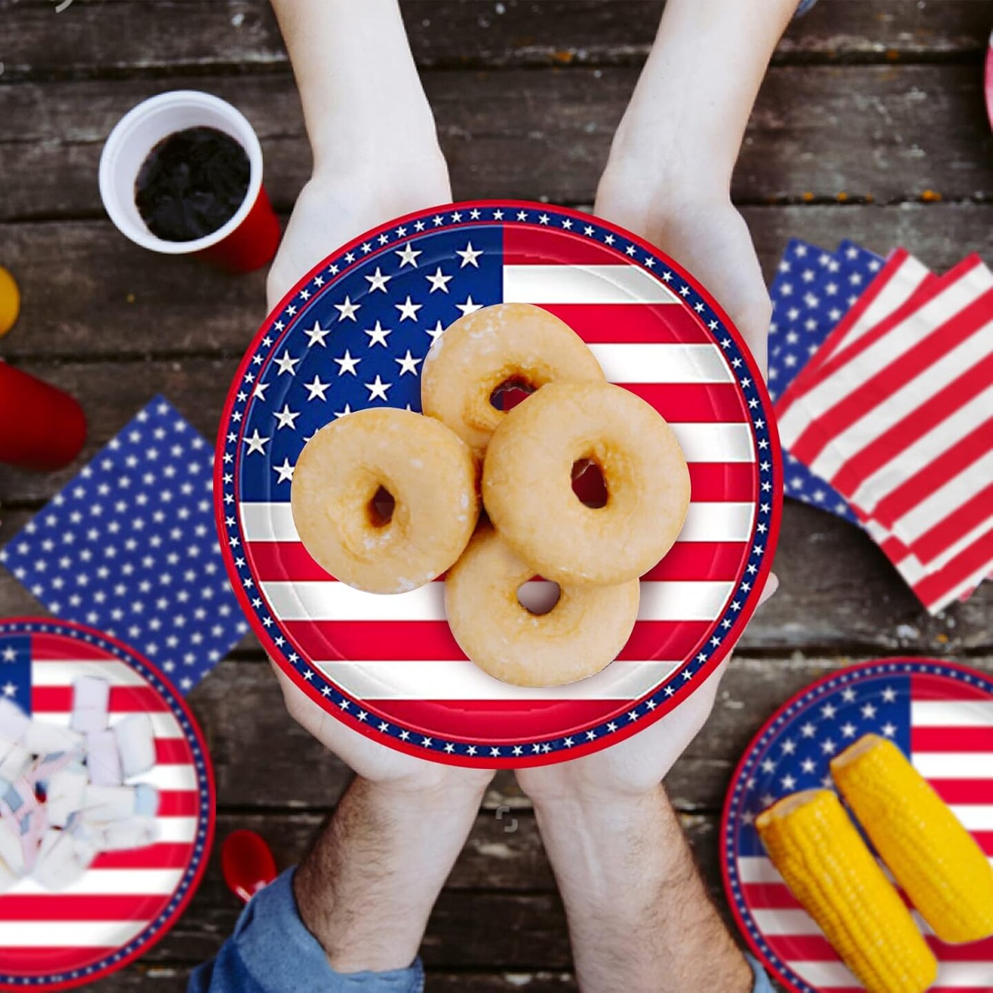 American Flag Patriotic Party Supplies Disposable Napkins and Paper Plates for Veterans Day Election Day 4th of July Independence Day Decorations