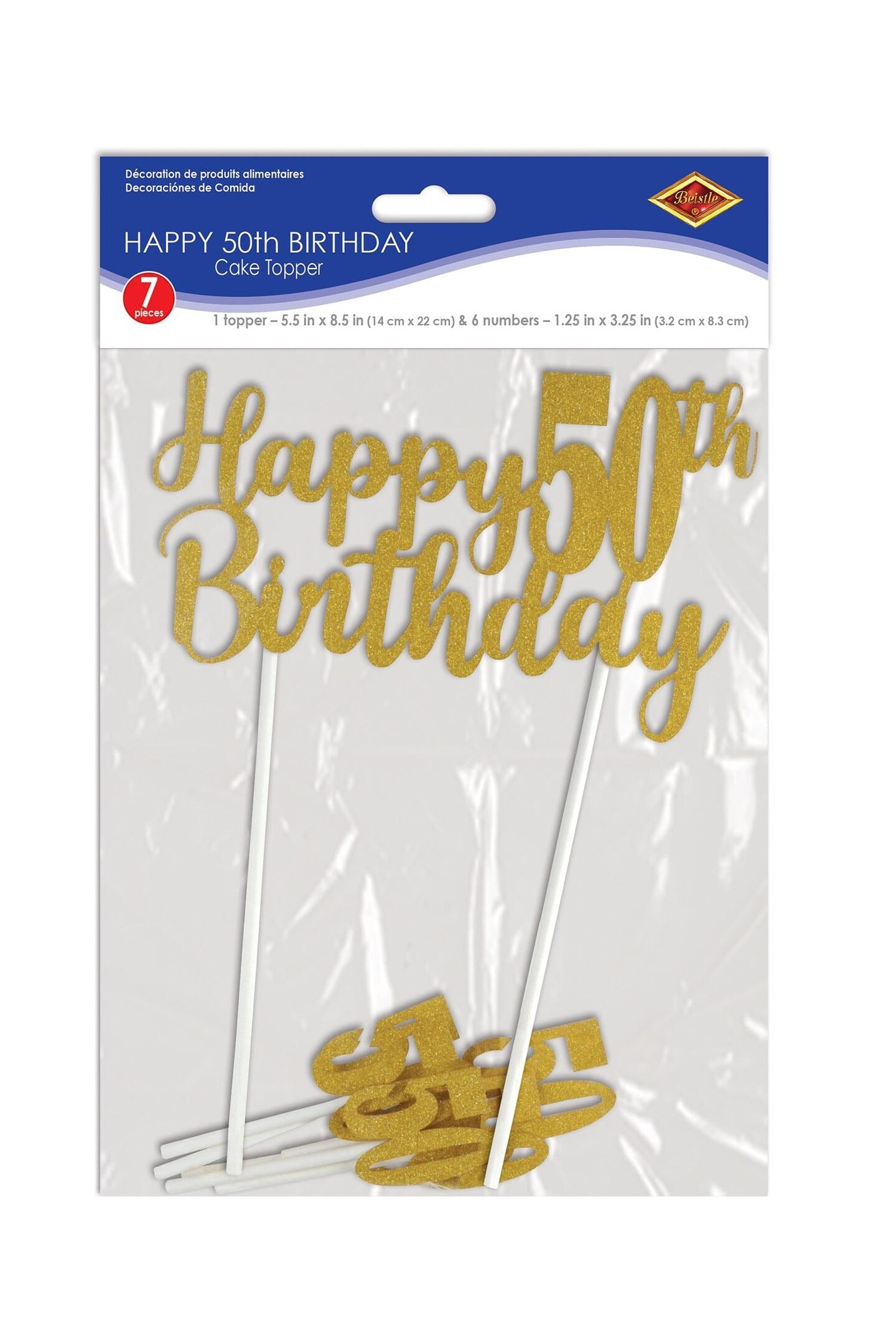 12 Pack Beistle Happy 50th Birthday Party Cake Topper