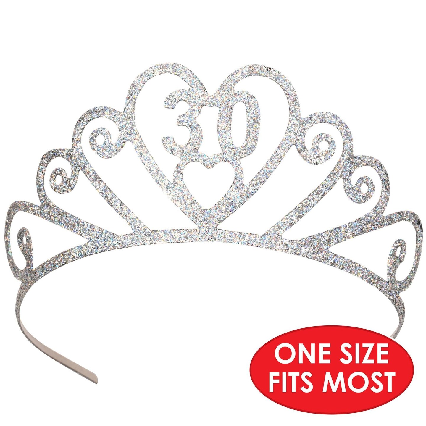 6 Pack Beistle Glittered Metal 30th Birthday Party Tiara