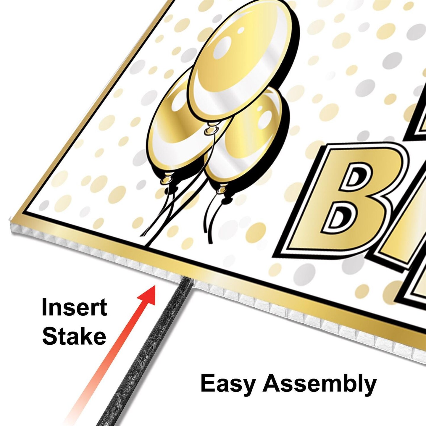 6 Pack Beistle Plastic Jumbo Happy Birthday Party Yard Sign- Gold
