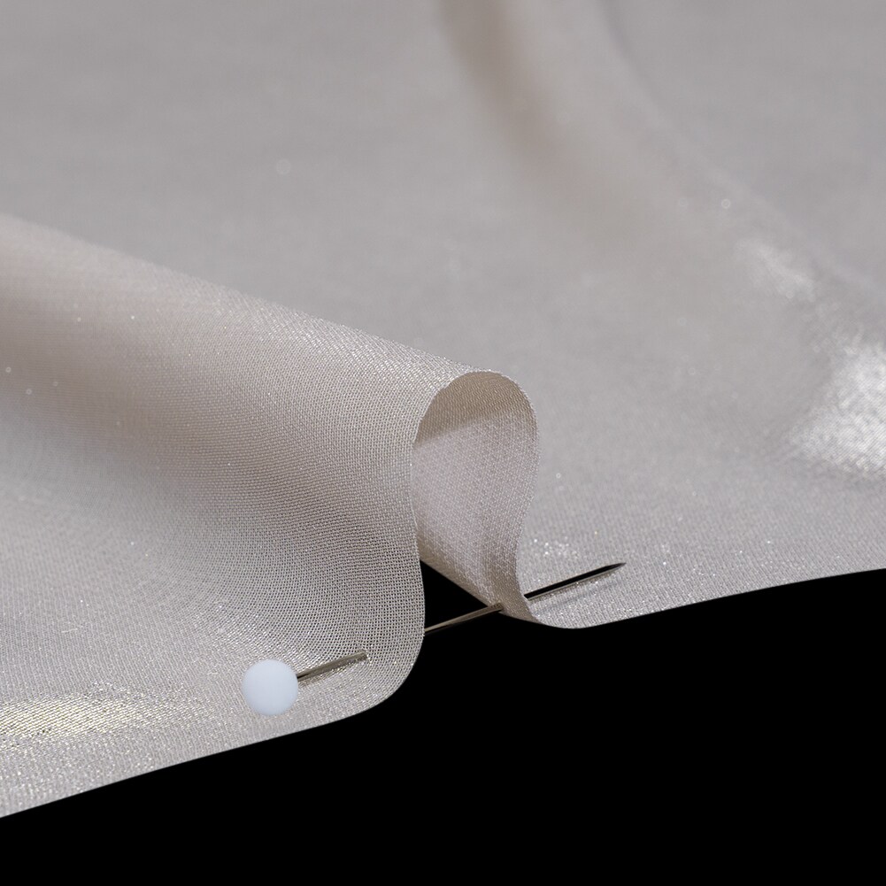 1 Yard Silver on Pink Liquid Sheen Metallic Polyester Chiffon Sheer 60&#x22; Width Fabric