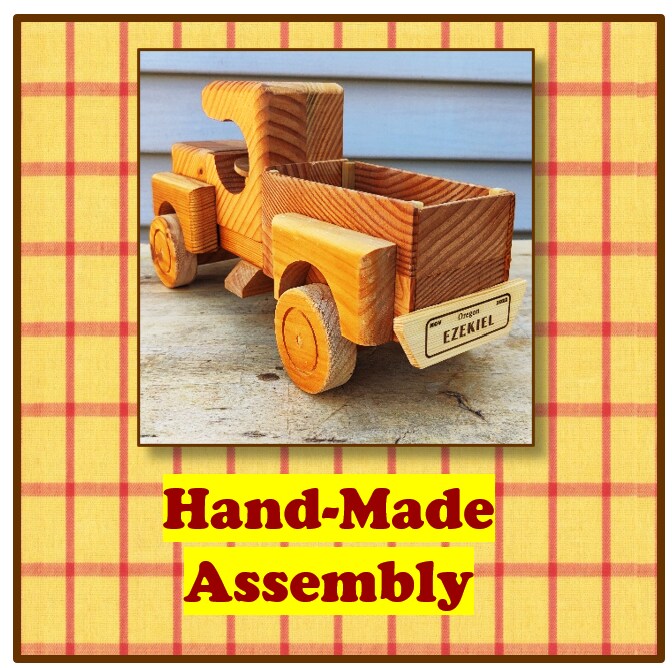 Old-School Wooden Personalized Handmade Pickup Truck, Kids Toy