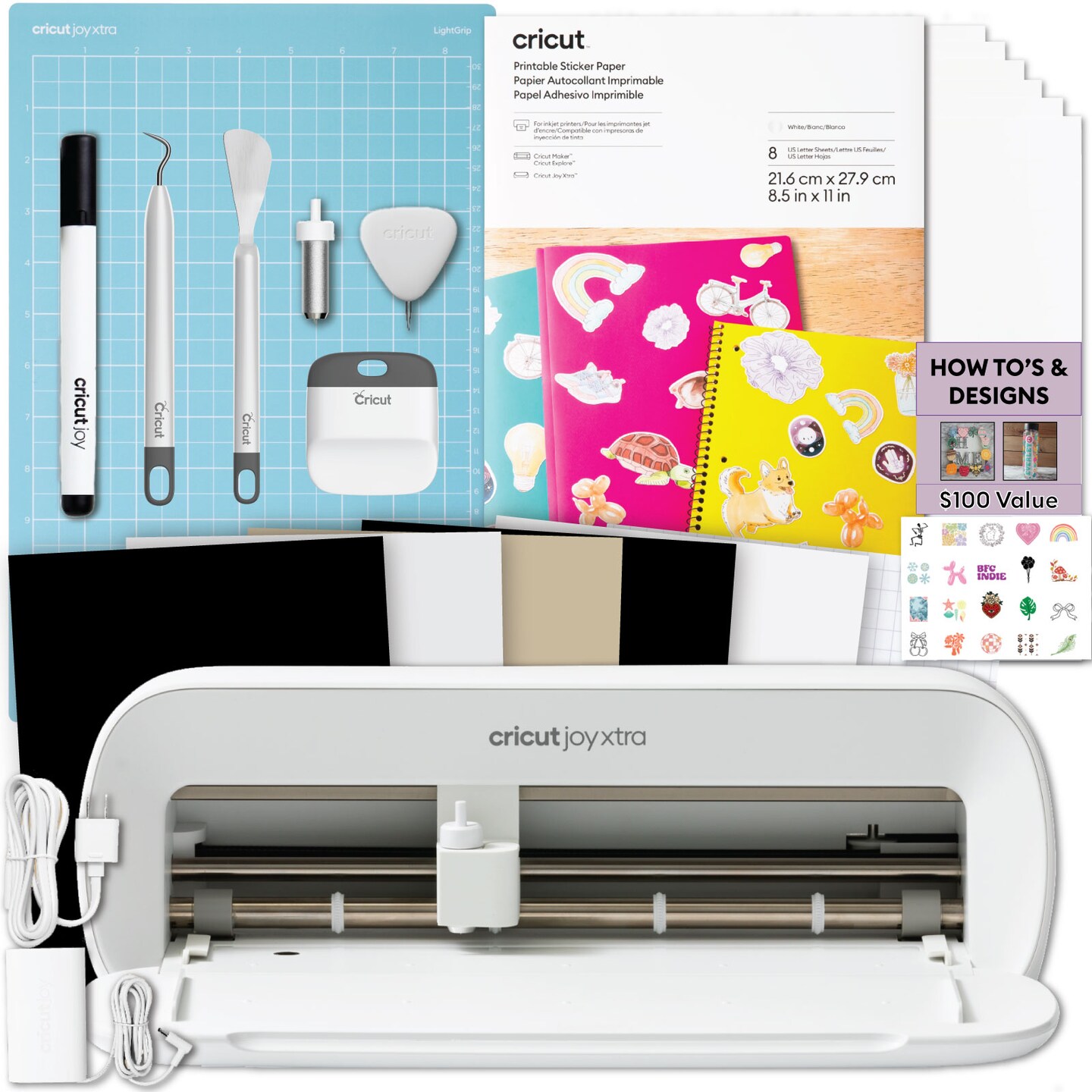 JOYシール Cricut Joy Xtra Printable Sticker Starter Bundle Set, Model