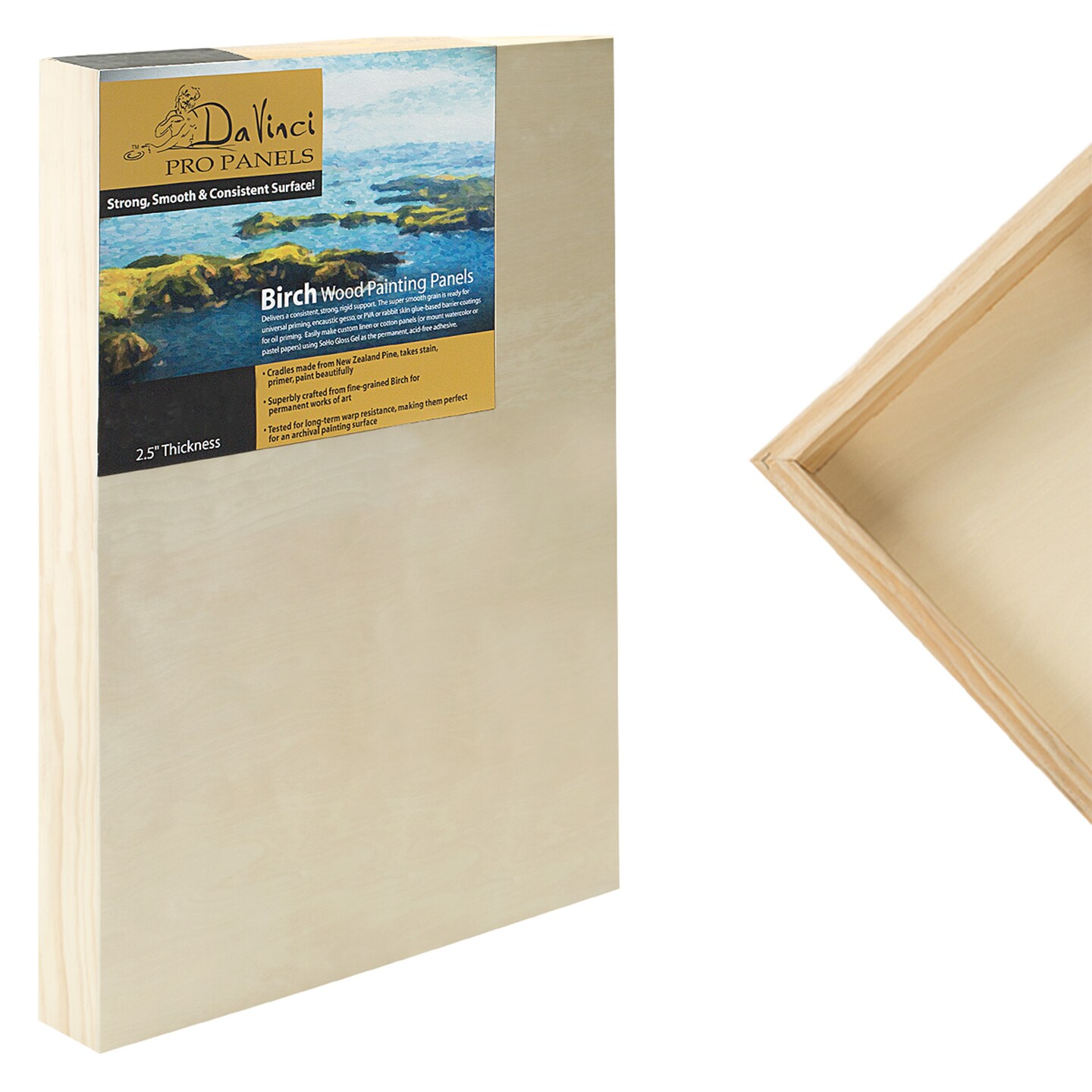 Michaels, Da Vinci Pro Birch Wood Panel 2-1/2" Deep – 24x30" 2-Pack - Fine Textured, Warp Resistant, Lightweight & Rigid – Perfect for Mounting Sanded Pastel or Watercolor Paper, Linen or Canvas – Category: Wood & Hardboard Panels