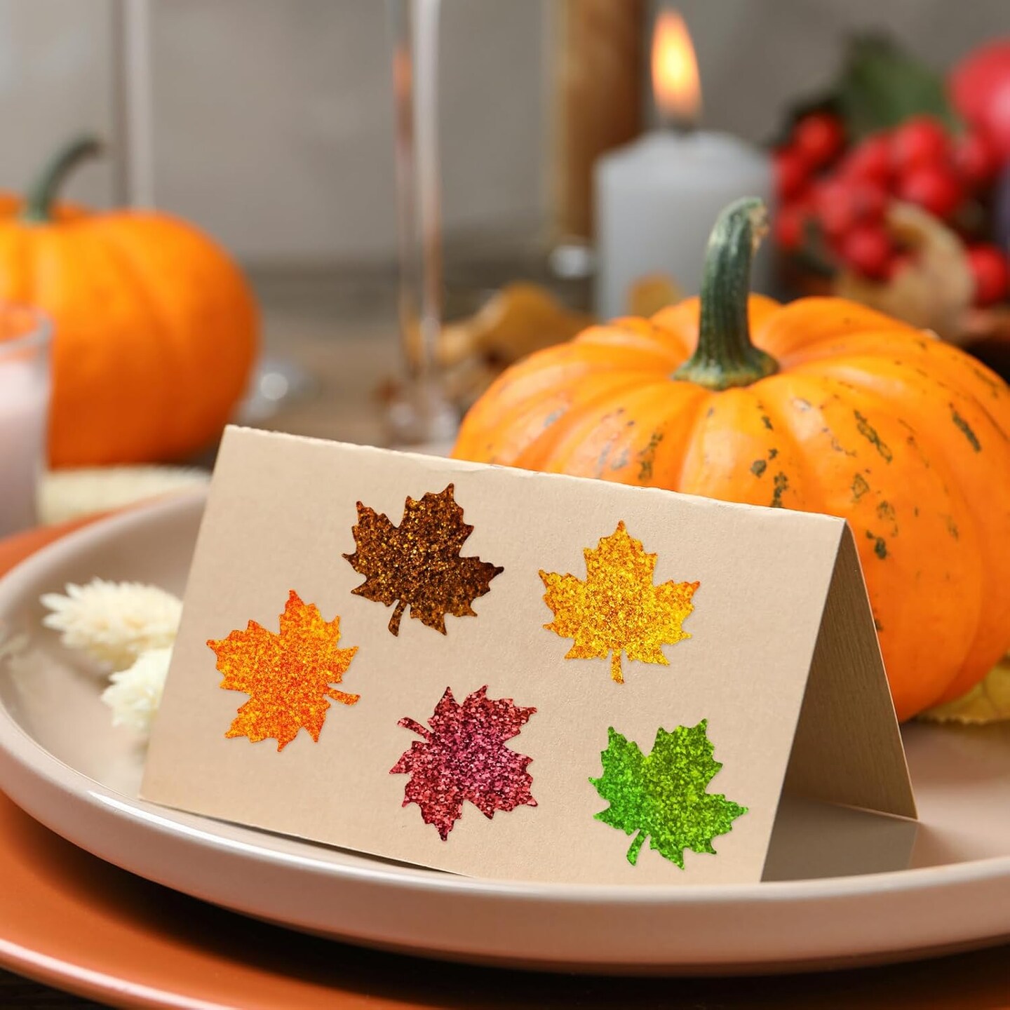 1000Pcs Fall Thanksgiving Stickers (Green)