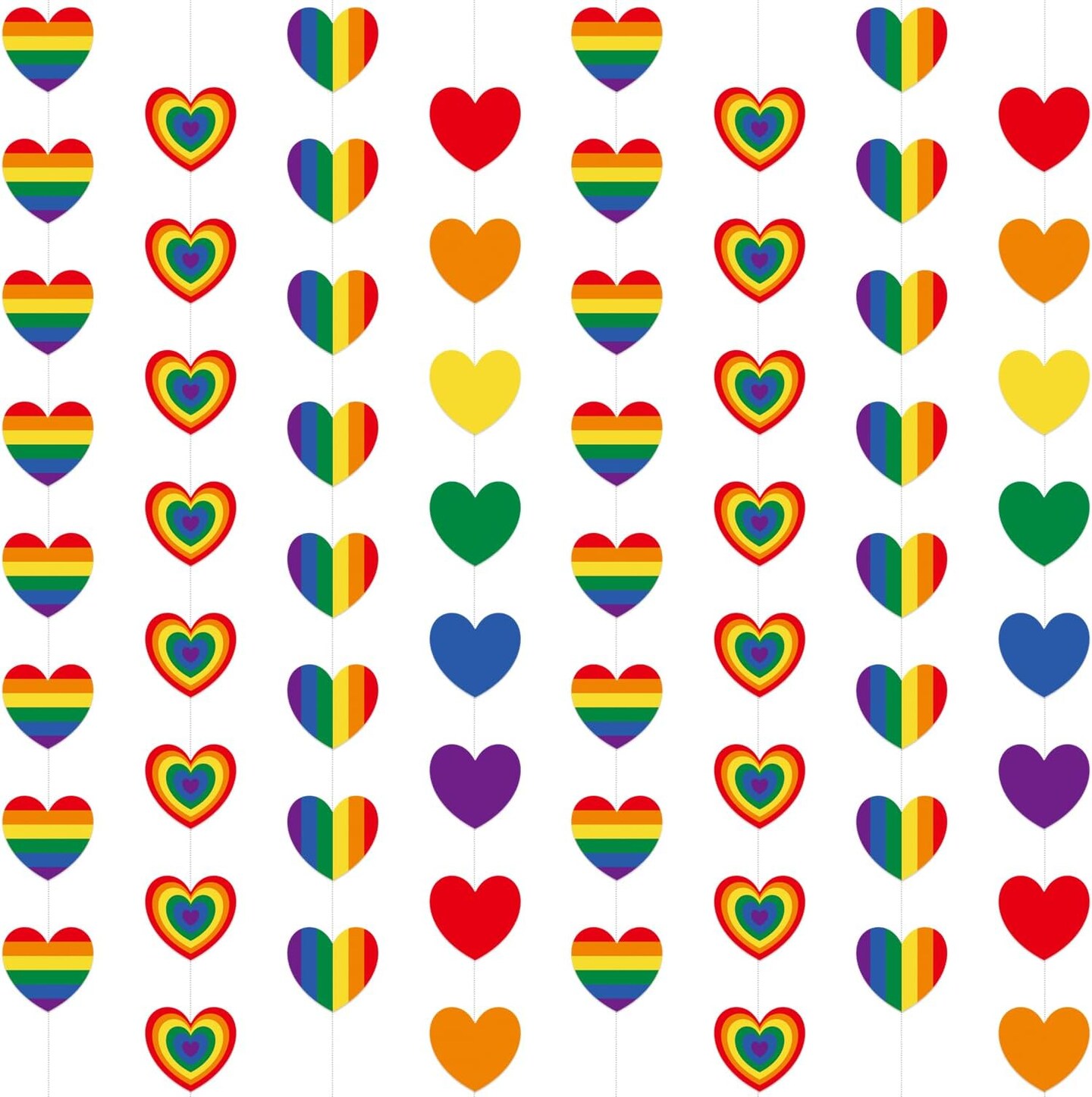 8Pcs Gay Pride Hanging Banner, Love is Love Pride Banner, LGBTQ Rainbow Heart Garland, NO-DIY Pride Month Decorations Rainbow Birthday Bachelorette Baby Shower Bridal Shower Party Supplies