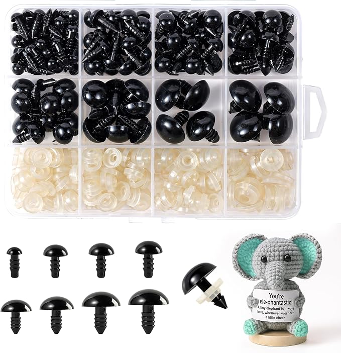 6-18 mm, 8 Sizes Safety Eyes for Crocheting, Crochet Eyes for amigurumi, Stuffed Animal Doll Eyes for DIY Crafts