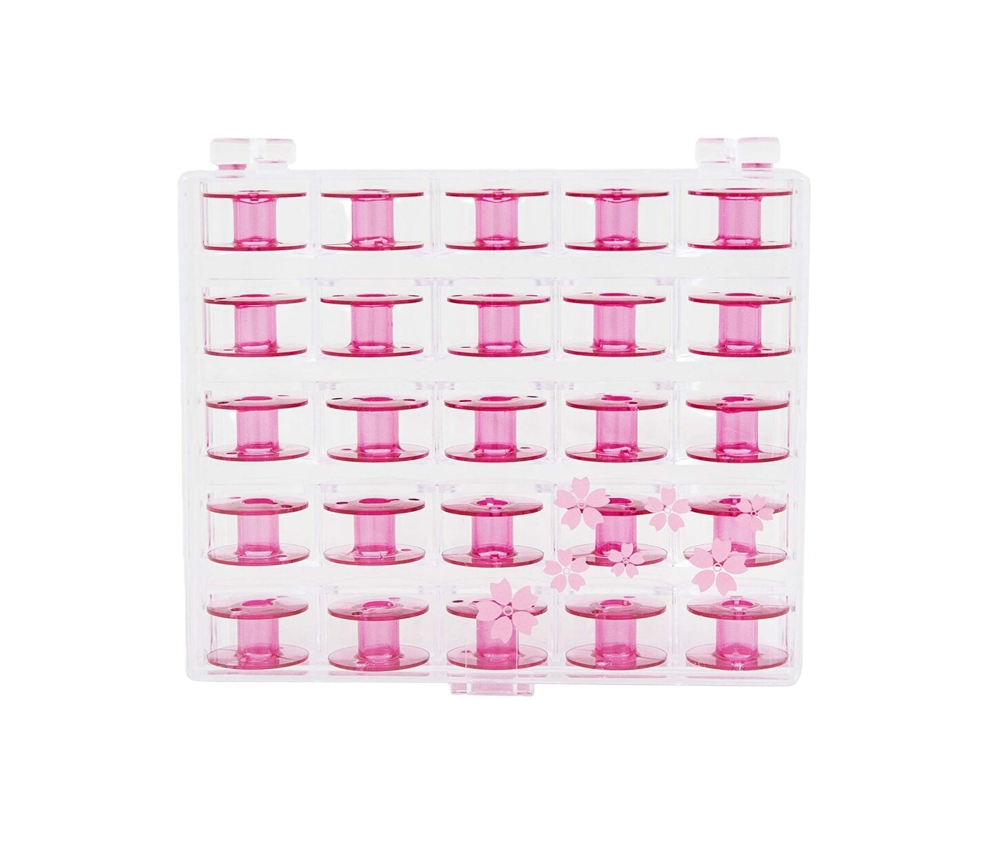 Janome 25 Pack Pink Cherry Blossom Bobbins and Case Class 15 / Style J 200277095