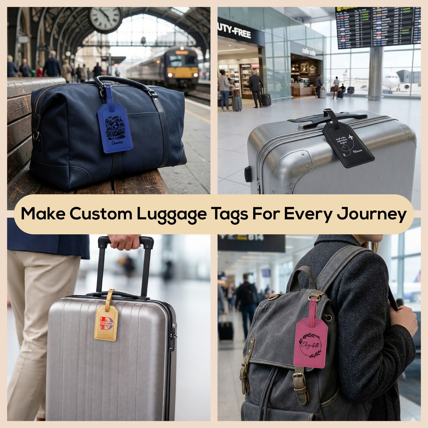 MakerFlo Laserette™ Luggage Tag Blank, Pack of 12 Engravable Leatherette Travel Bag Tag with Privacy Flap, Laser Engraving Material, Wholesale & Bulk