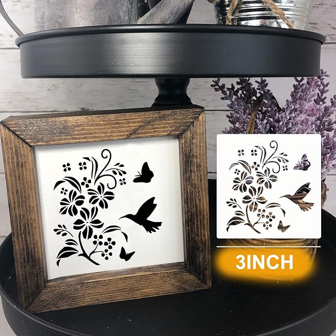 65Pcs Small Stencils for Painting on Wood Burning Reusable, 3 Inch Reusable Stencil for Craft Ornament Paint Template Stencils for Wall Card Rock Wood Signs Coasters Canvas Home Decor (Flower)