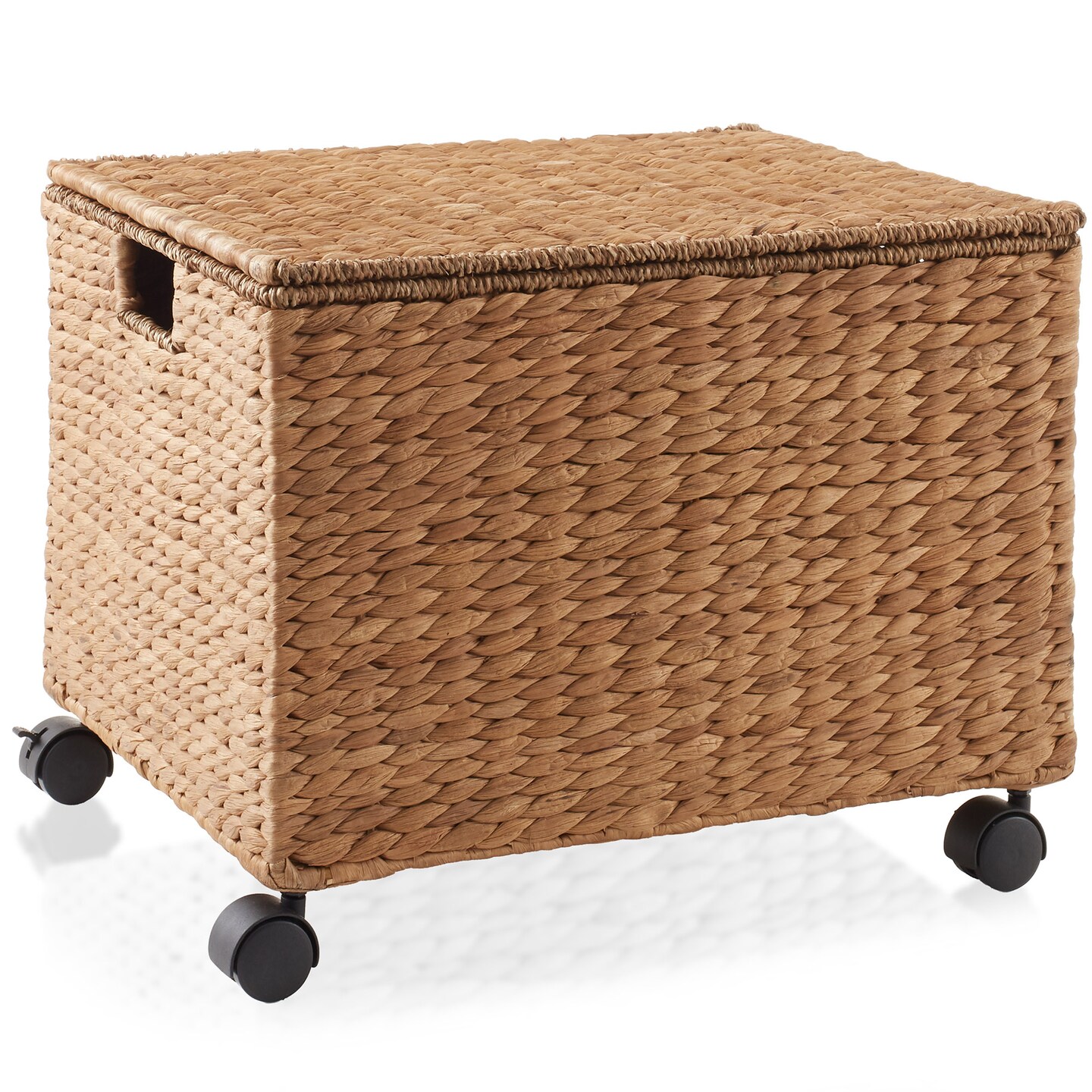 Casafield Rolling Filing Cabinet - Water Hyacinth File Organizer with Lid and Locking Wheels, Home Office Storage for Hanging Folders