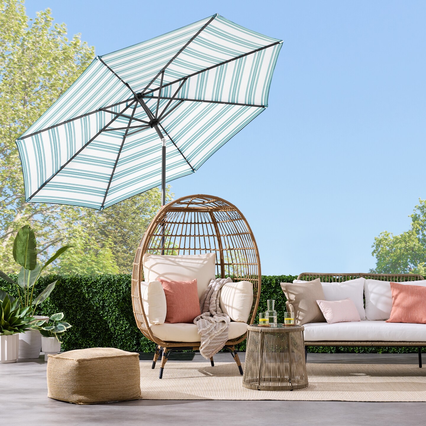 Best Choice Products 10ft Solar LED Lighted Striped Patio Umbrella w/ Crank, Tilt, Push Button, 6 Ribs