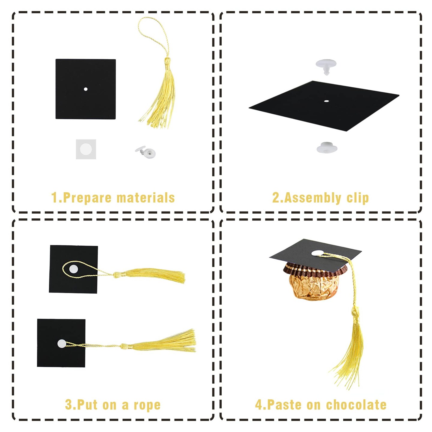 Graduation Cap Chocolate Decorations, 50pcs Black and Dark Blue 2026 Graduation Party Set for Chocolates Candies