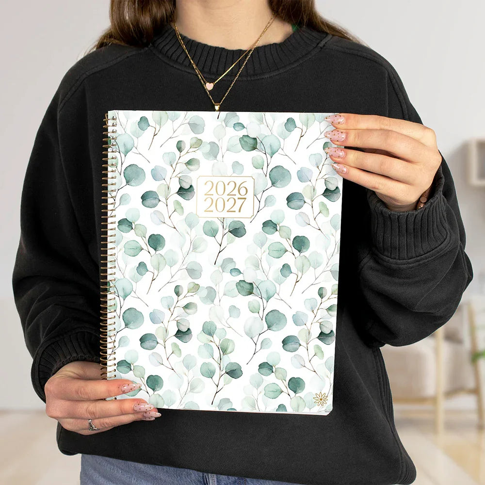 bloom daily planners 2026-2027 Academic Planner, 13 Month Soft Cover Monthly & Weekly, 8.5" x 11", Stickers Included, Boho Greenery