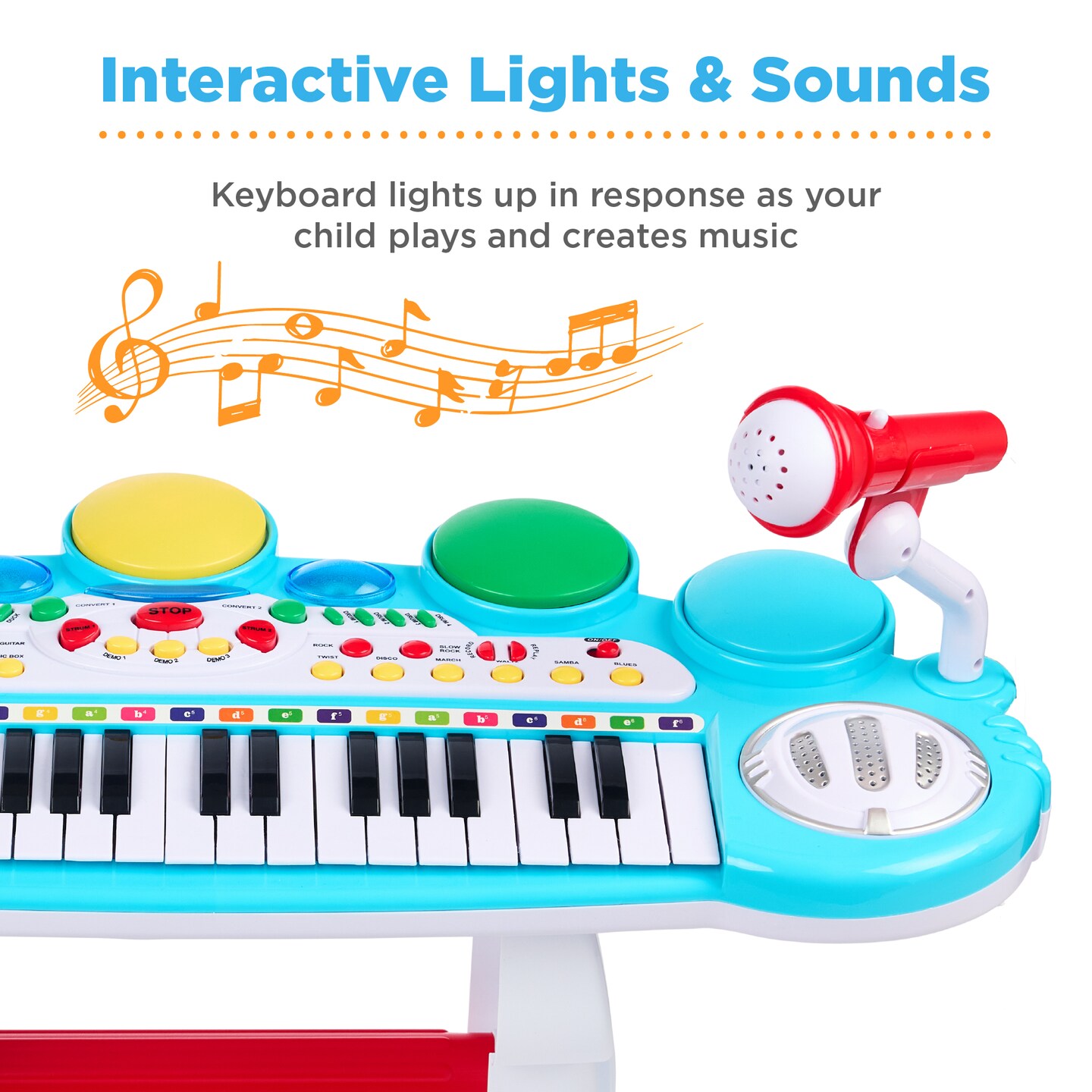 Best Choice Products 37-Key Kids Electronic Piano Keyboard w/ Multiple Sounds, Lights Microphone, Stool
