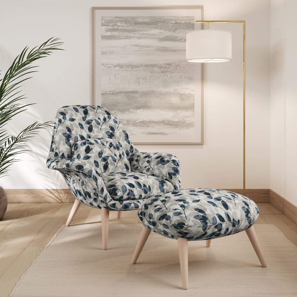 Upholstery Fabric - Blue Abstract & Geometric,Leaves Upholstery Fabric 54 Inches"