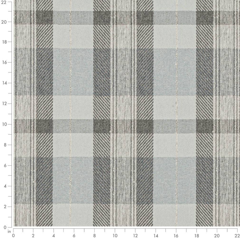 Glacier - Blue,Grey & Silver Plaid Upholstery Fabric 54 Inches"