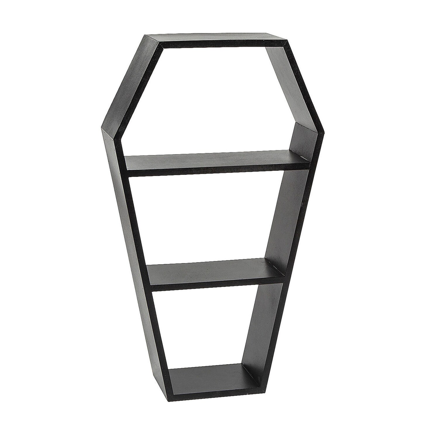Coffin Shaped 2 Shelf Wooden Halloween Decoration for Spooky Home Display 18 Inches