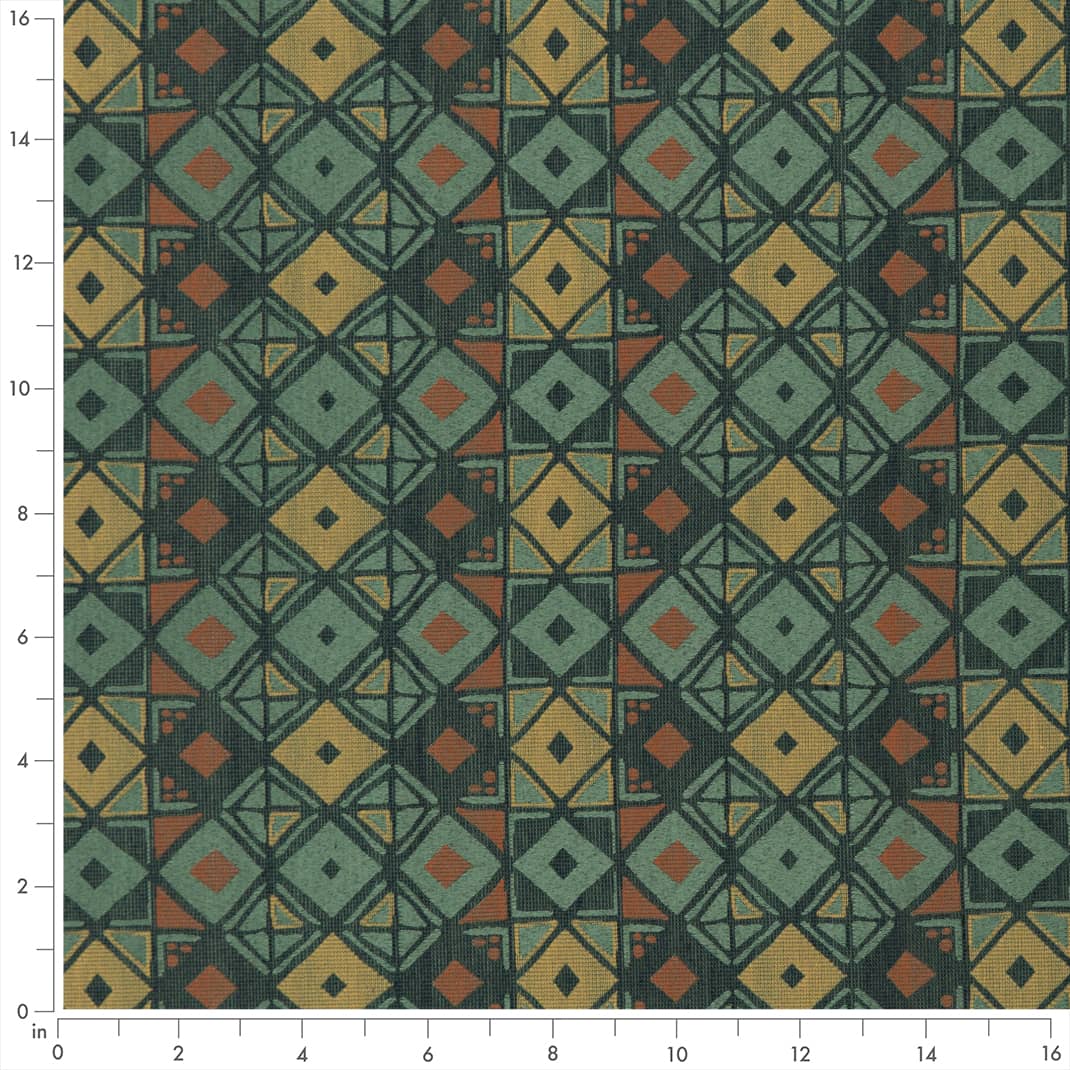 Jade - Green Abstract  Geometric Upholstery Fabric 54 Inches&#x22;