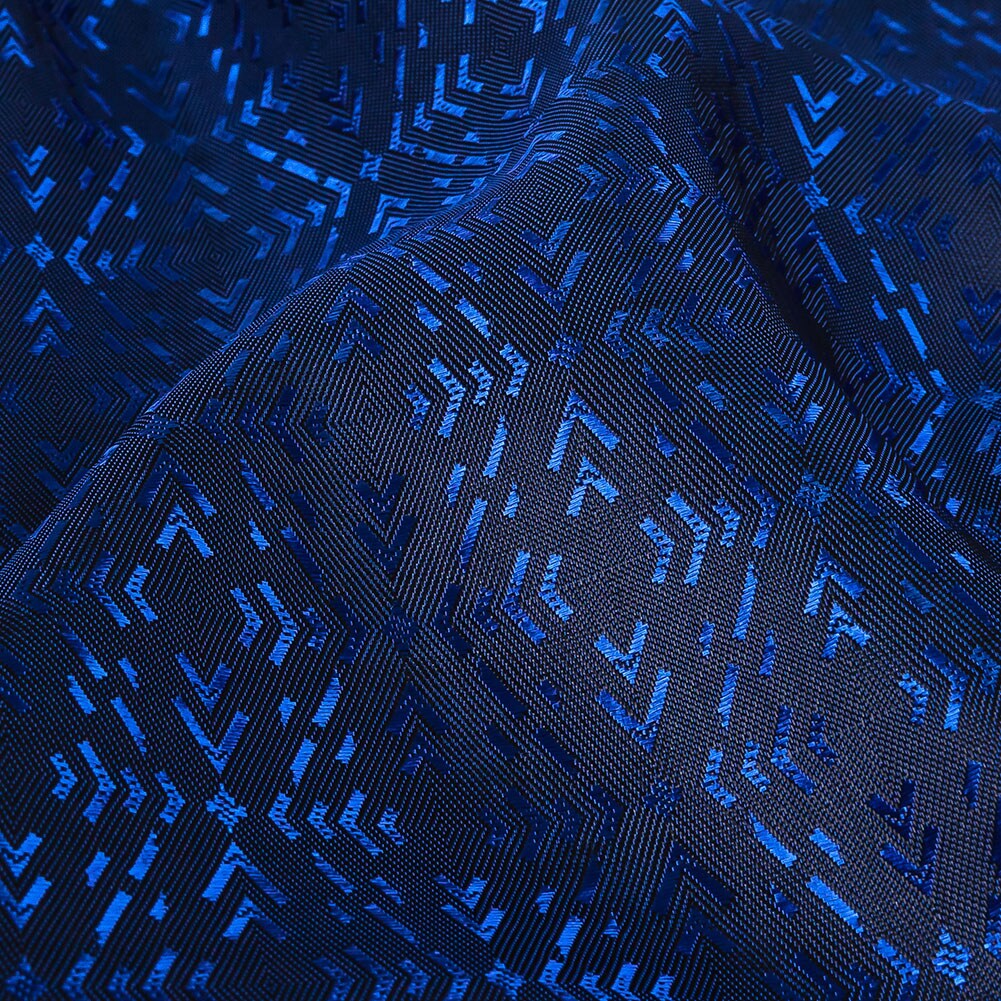 1 Yard Cobalt Navy Bi-Color Diamonds Jacquard Lining Fabric 55 Inch Width