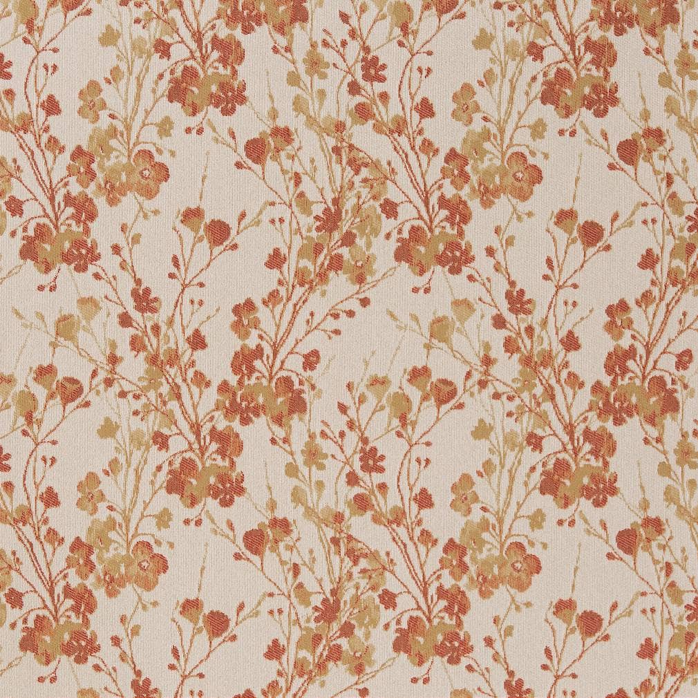Harvest - Orange &#x26; Rust Floral Upholstery Fabric 54 Inches&#x22;