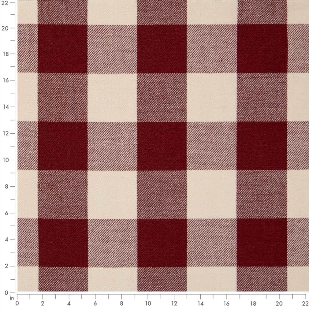 Buffalo Crimson - Red & Burgundy Check & Houndstooth,Plaid Upholstery Fabric 54 Inches"